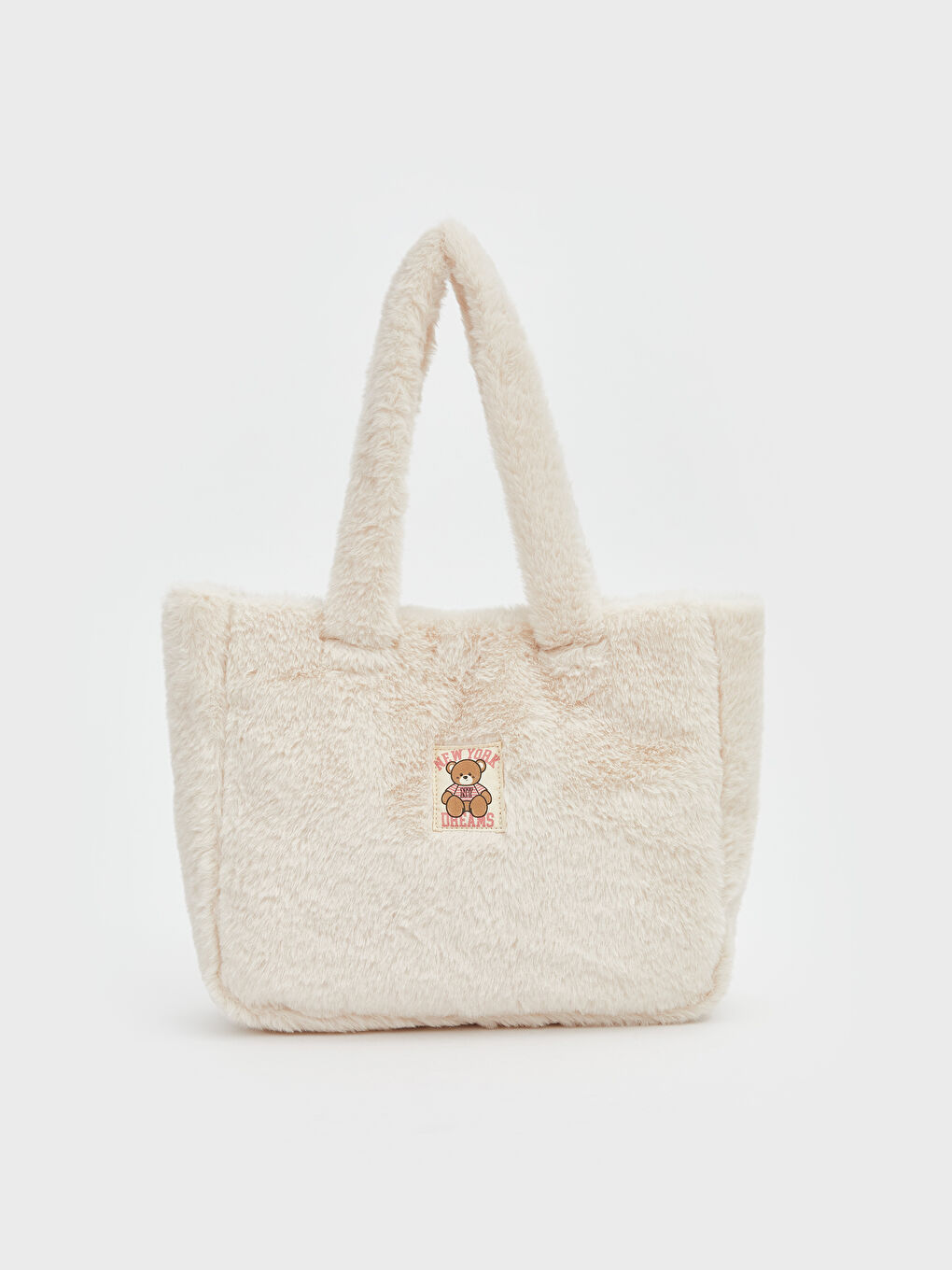 Bej Ayı Nakışlı Pelüş Kız Çocuk Omuz Çantası