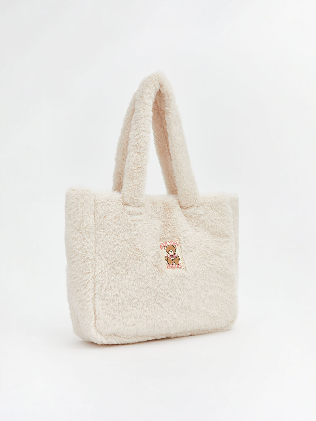 Bej Ayı Nakışlı Pelüş Kız Çocuk Omuz Çantası-1