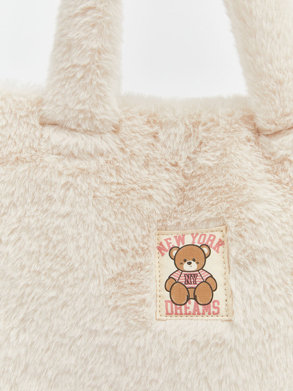 Bej Ayı Nakışlı Pelüş Kız Çocuk Omuz Çantası-2