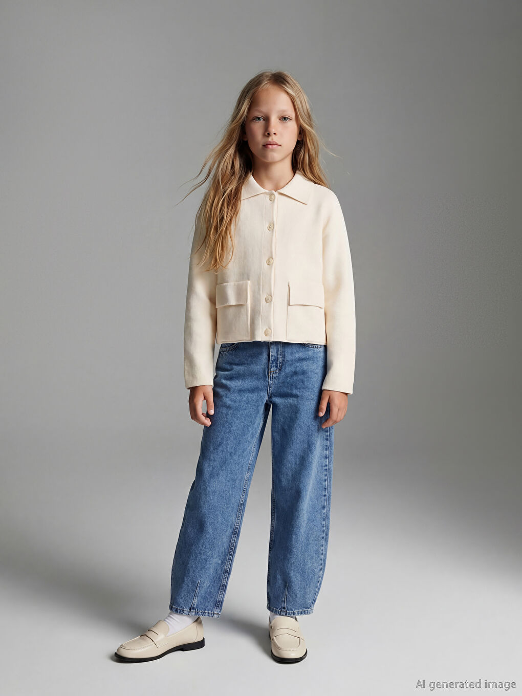 Balloon Fit Kız Çocuk Jean Pantolon