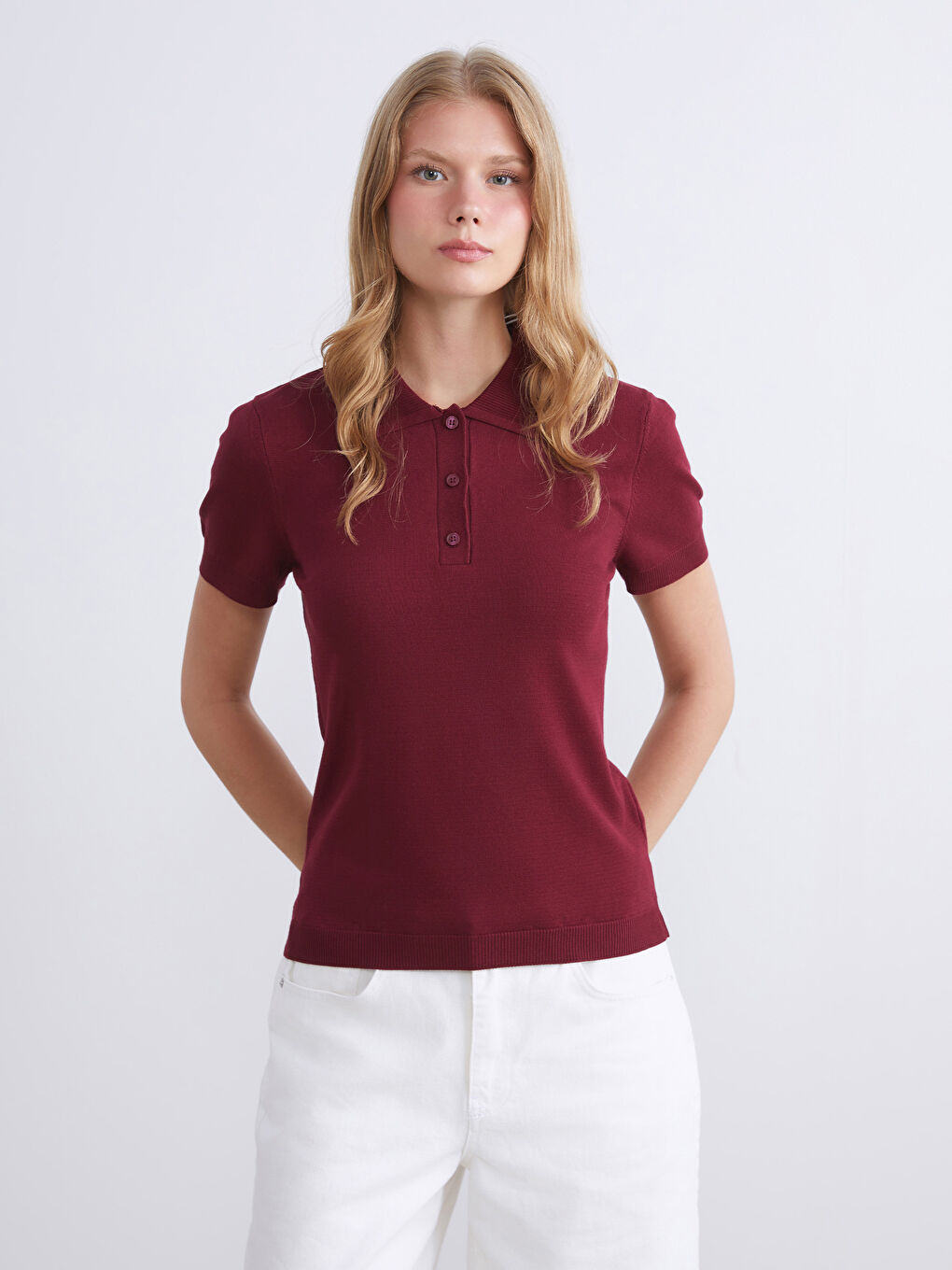 Polo Neck Women's Knitwear Sweater