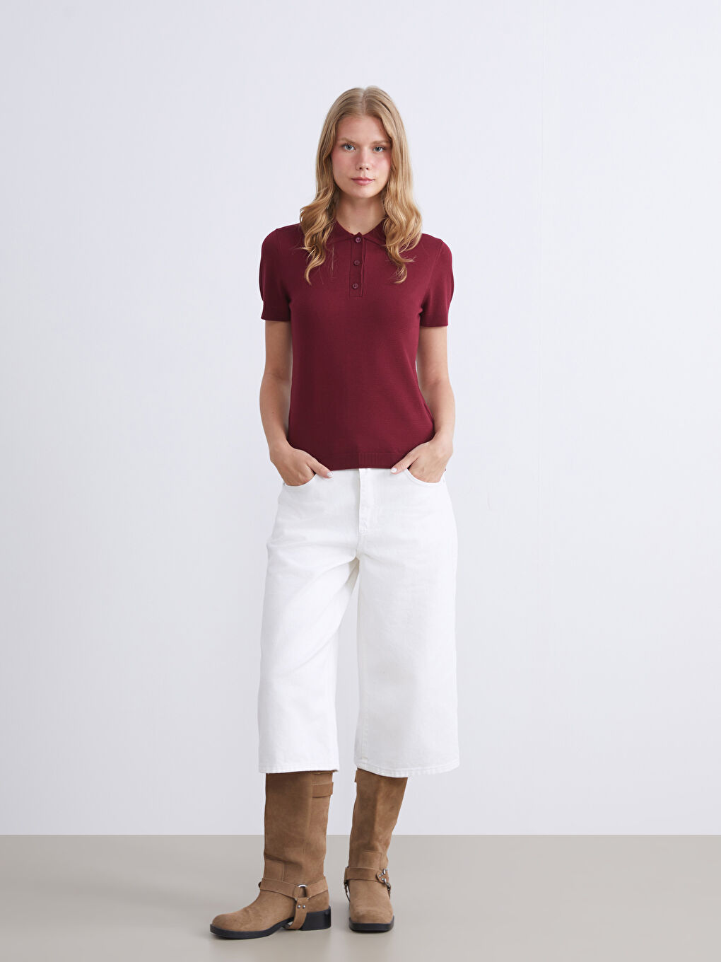 Polo Neck Women's Knitwear Sweater-1