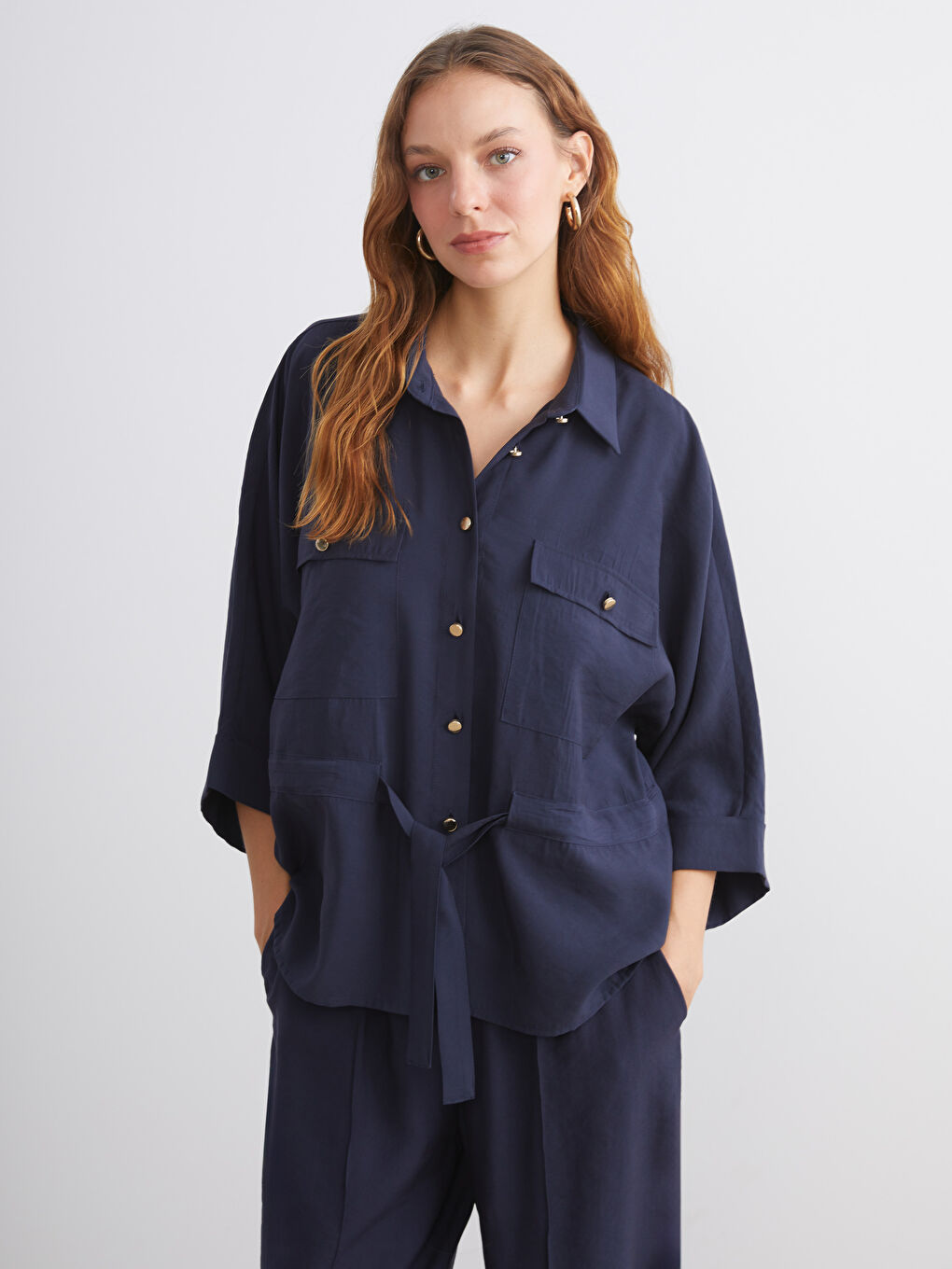 LCW Vision Oversize Modal Blend Women's Shirt -W5JU77Z8-HRC
