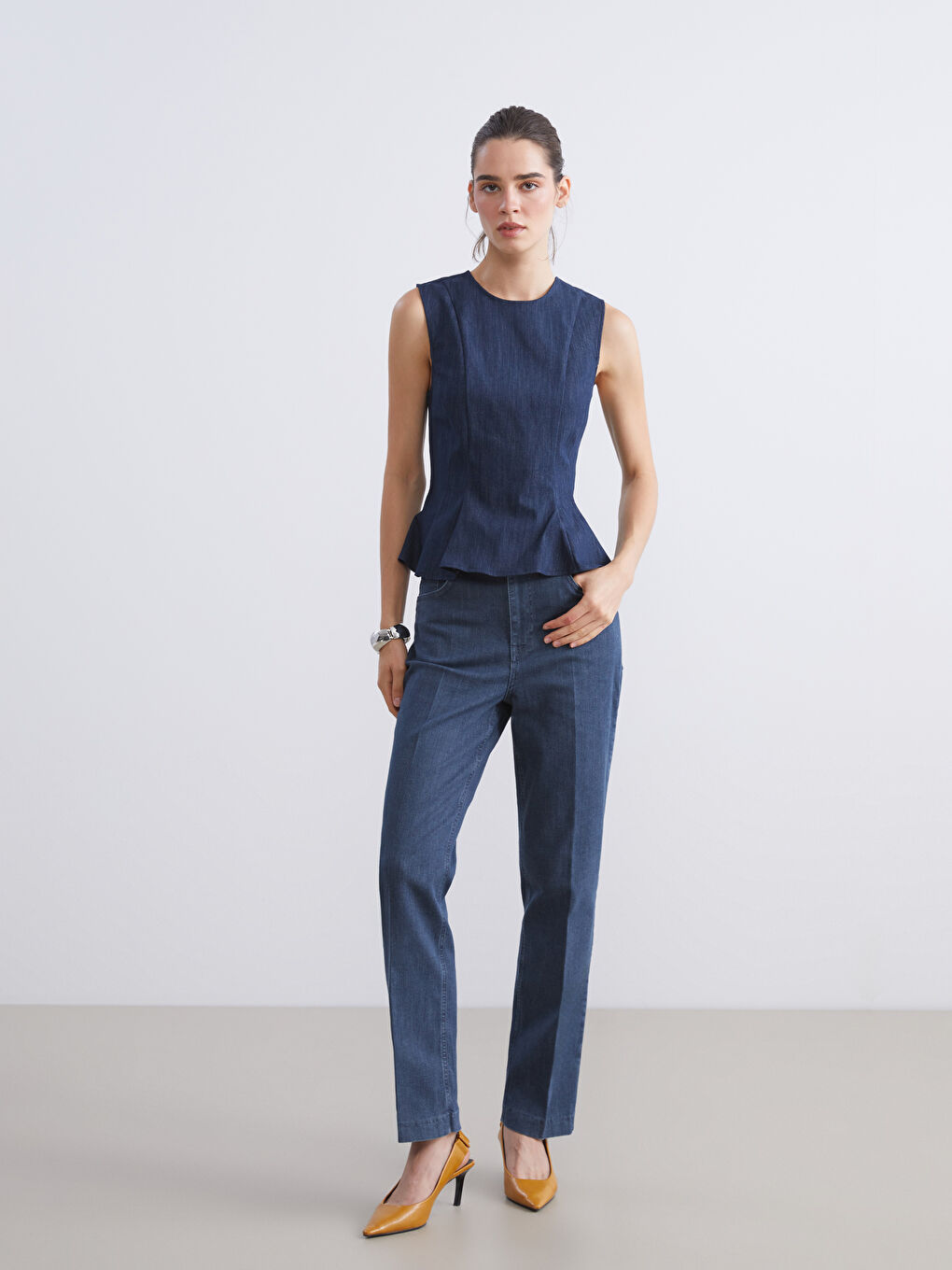 LCW Vision Woman INDIGO Denim Blouse -W5JU78Z8-14T
