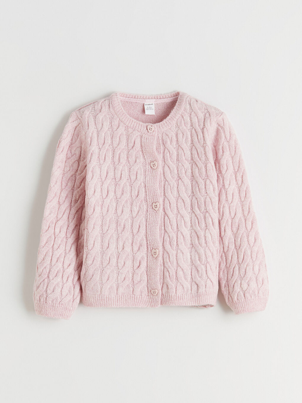 Crew Neck Girls Knitted Cardigan