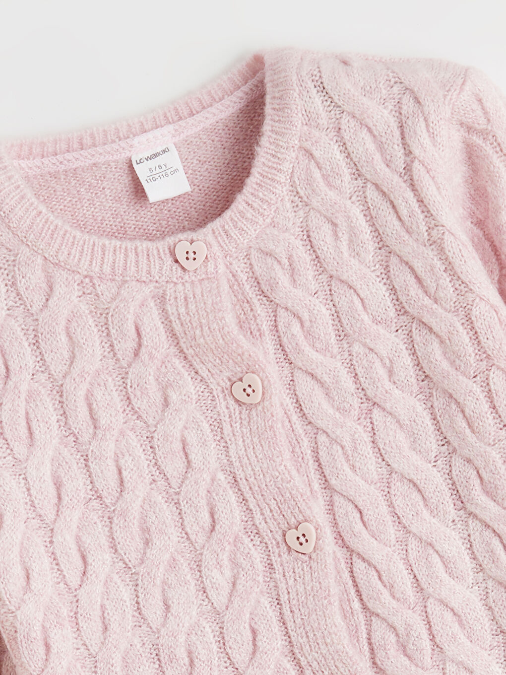 Crew Neck Girls Knitted Cardigan-1