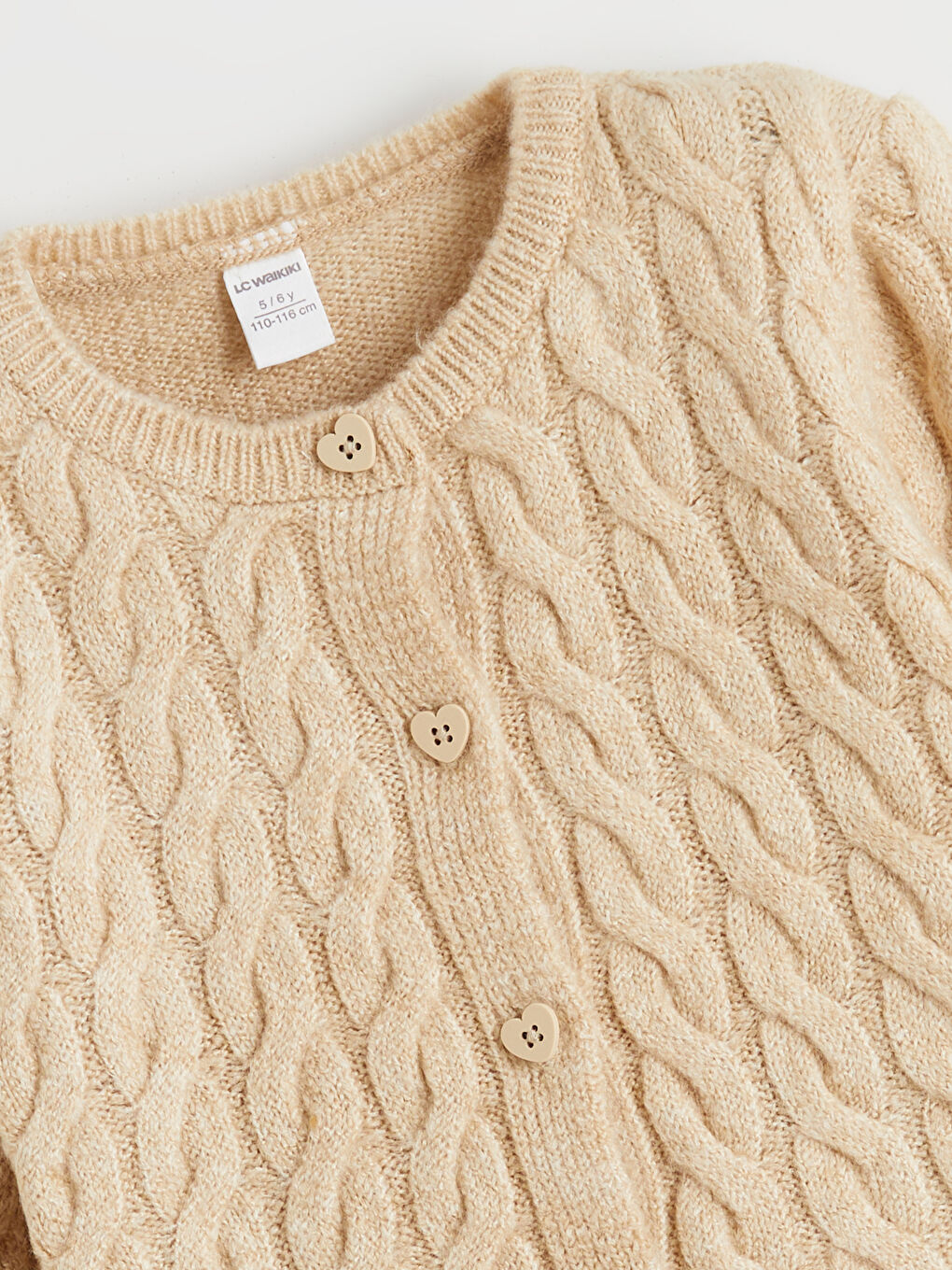 Crew Neck Girls Knitted Cardigan-1
