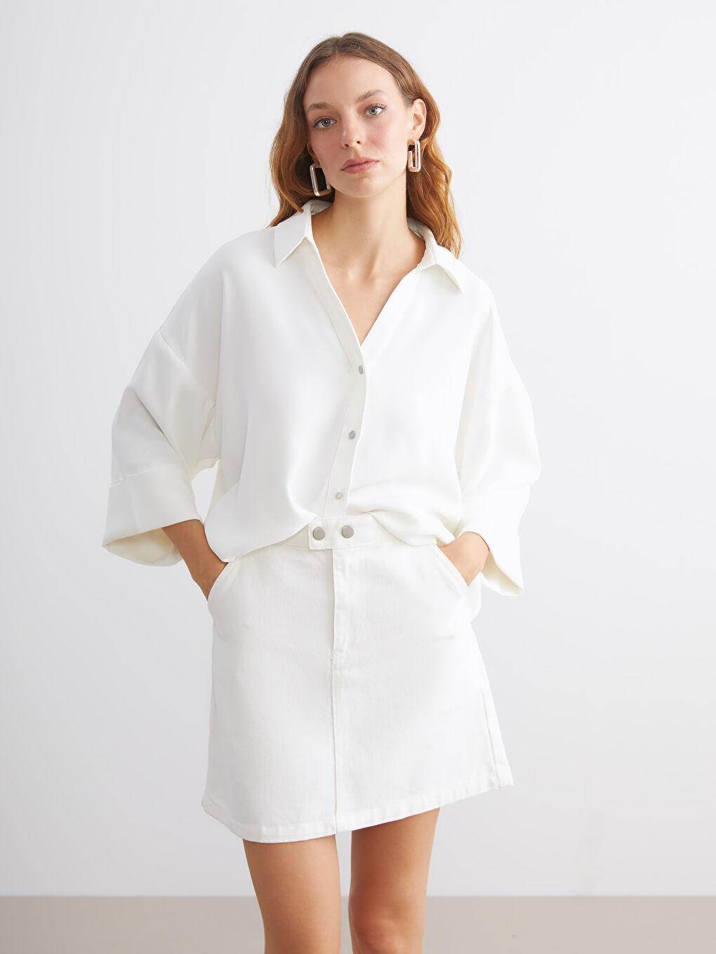LCW Vision Oversize Poplin Women's Shirt -W5JU97Z8-R9J