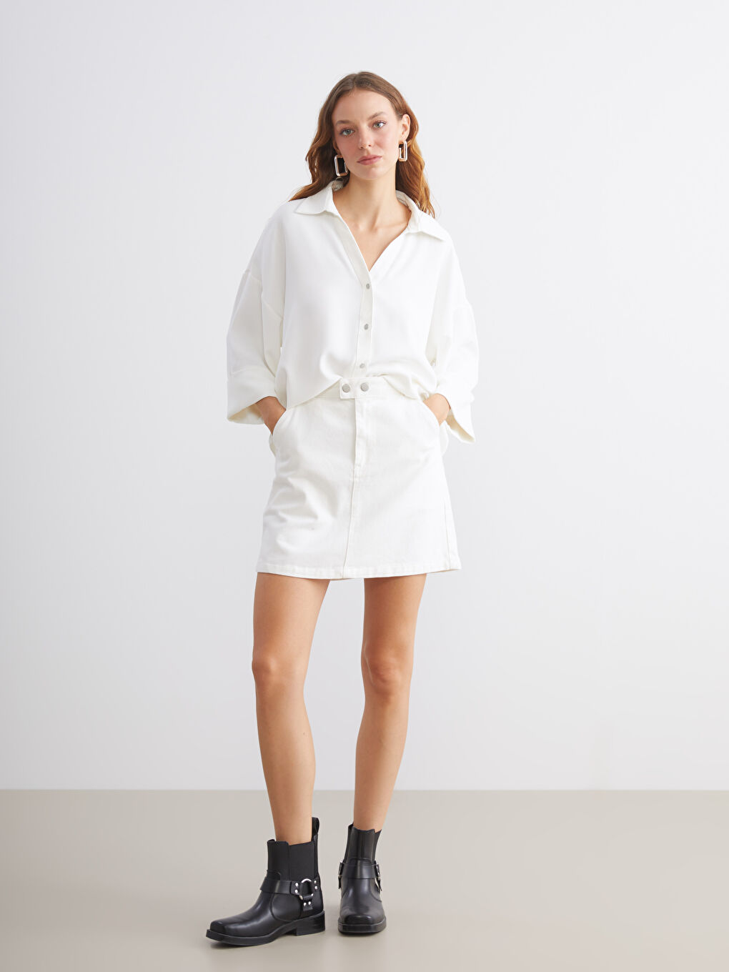 LCW Vision Oversize Poplin Women's Shirt -W5JU97Z8-R9J