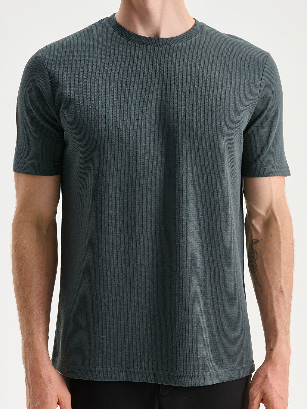 Yeşil Bisiklet Yaka Erkek Tişört-2