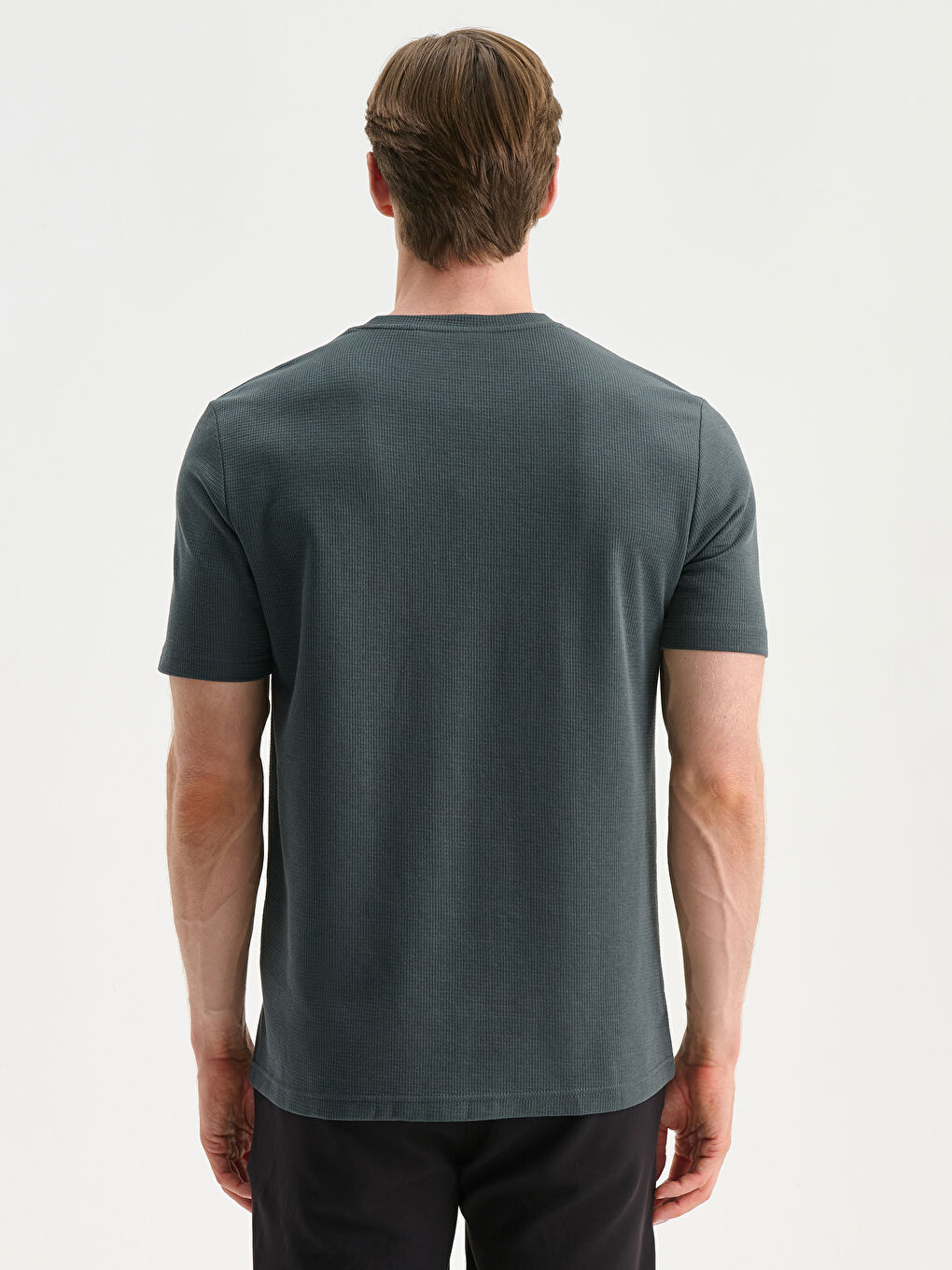 Yeşil Bisiklet Yaka Erkek Tişört-3