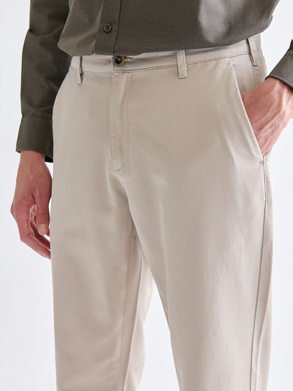 Bej Standart Kalıp Erkek Chino Pantolon-2