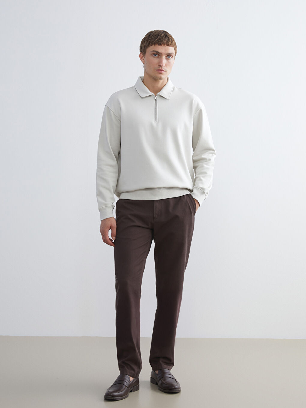 Kahverengi Standart Kalıp Erkek Chino Pantolon