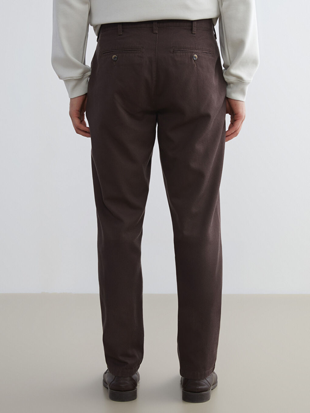 Kahverengi Standart Kalıp Erkek Chino Pantolon-3