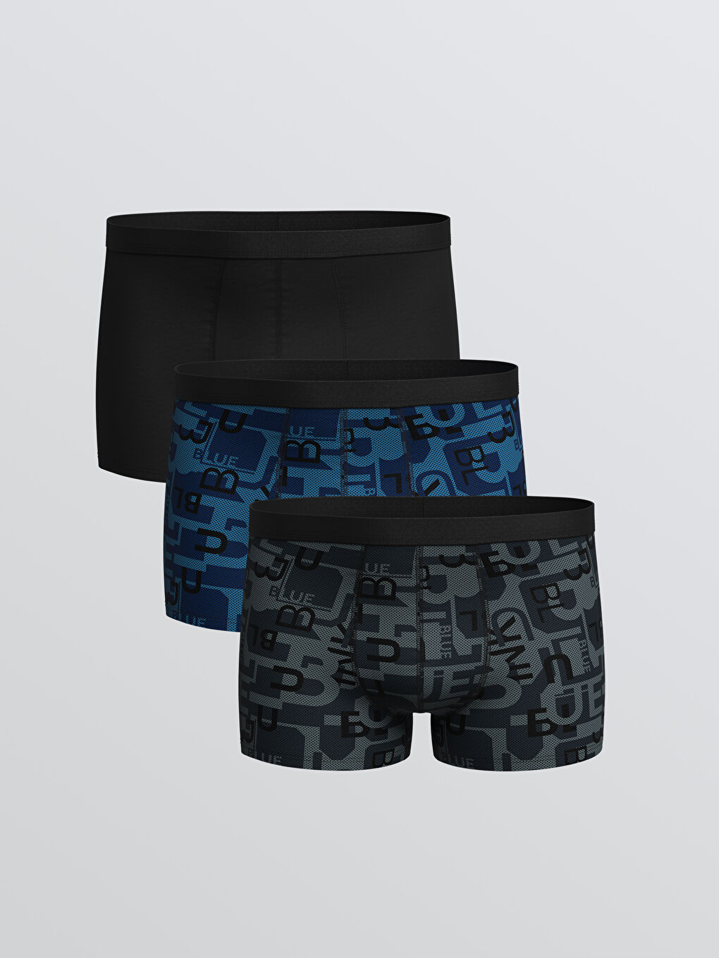 Siyah Standart Kalıp Pamuklu Esnek Erkek Boxer 3'lü