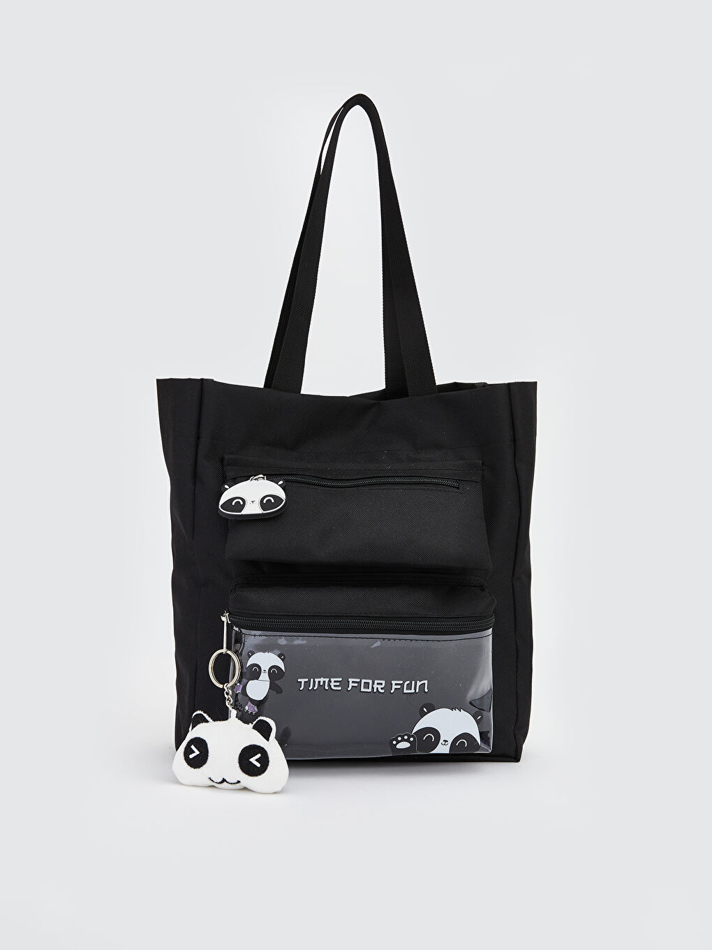 Siyah Panda Figürlü Kız Çocuk Omuz Çantası
