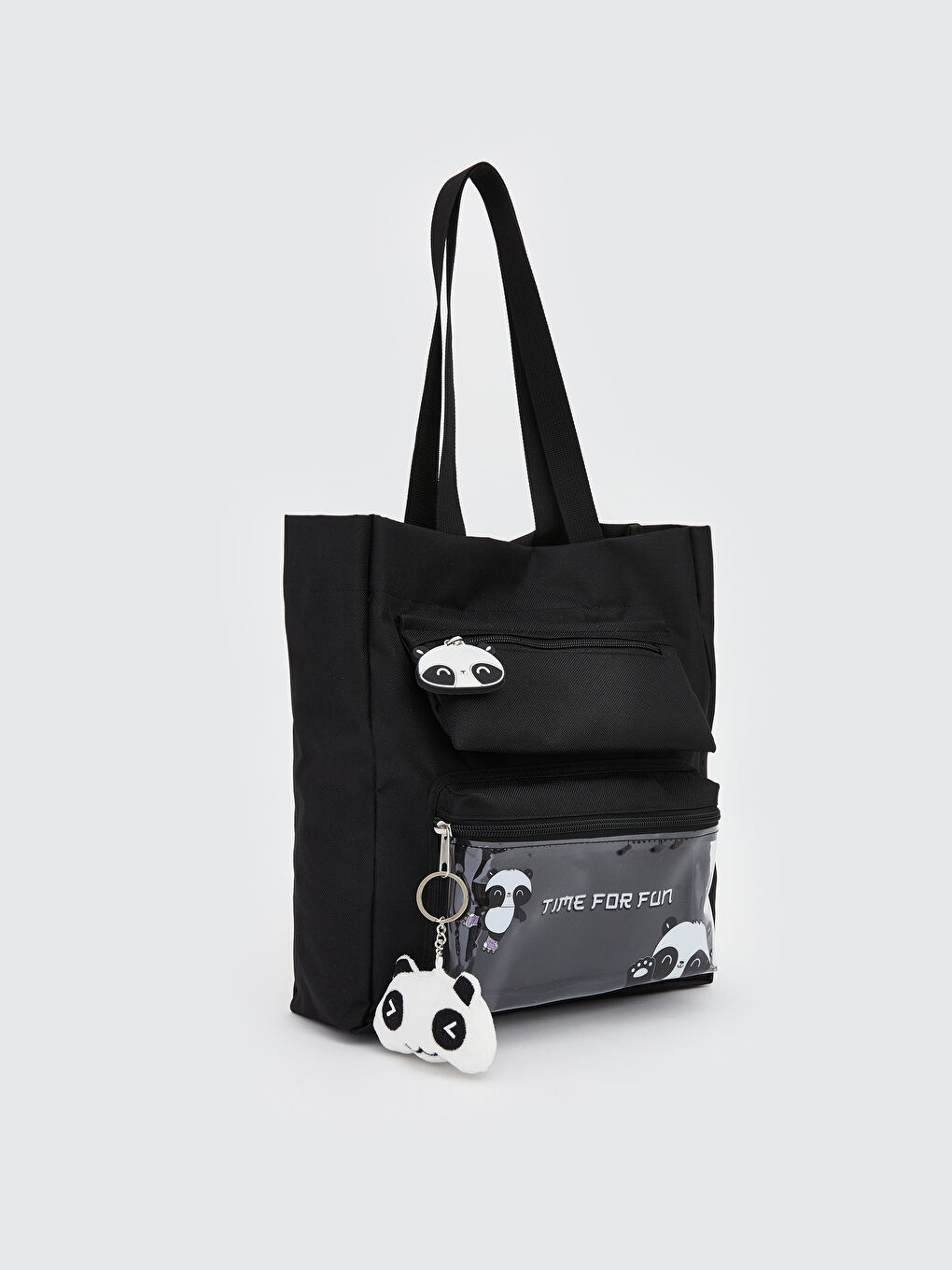 Siyah Panda Figürlü Kız Çocuk Omuz Çantası-1