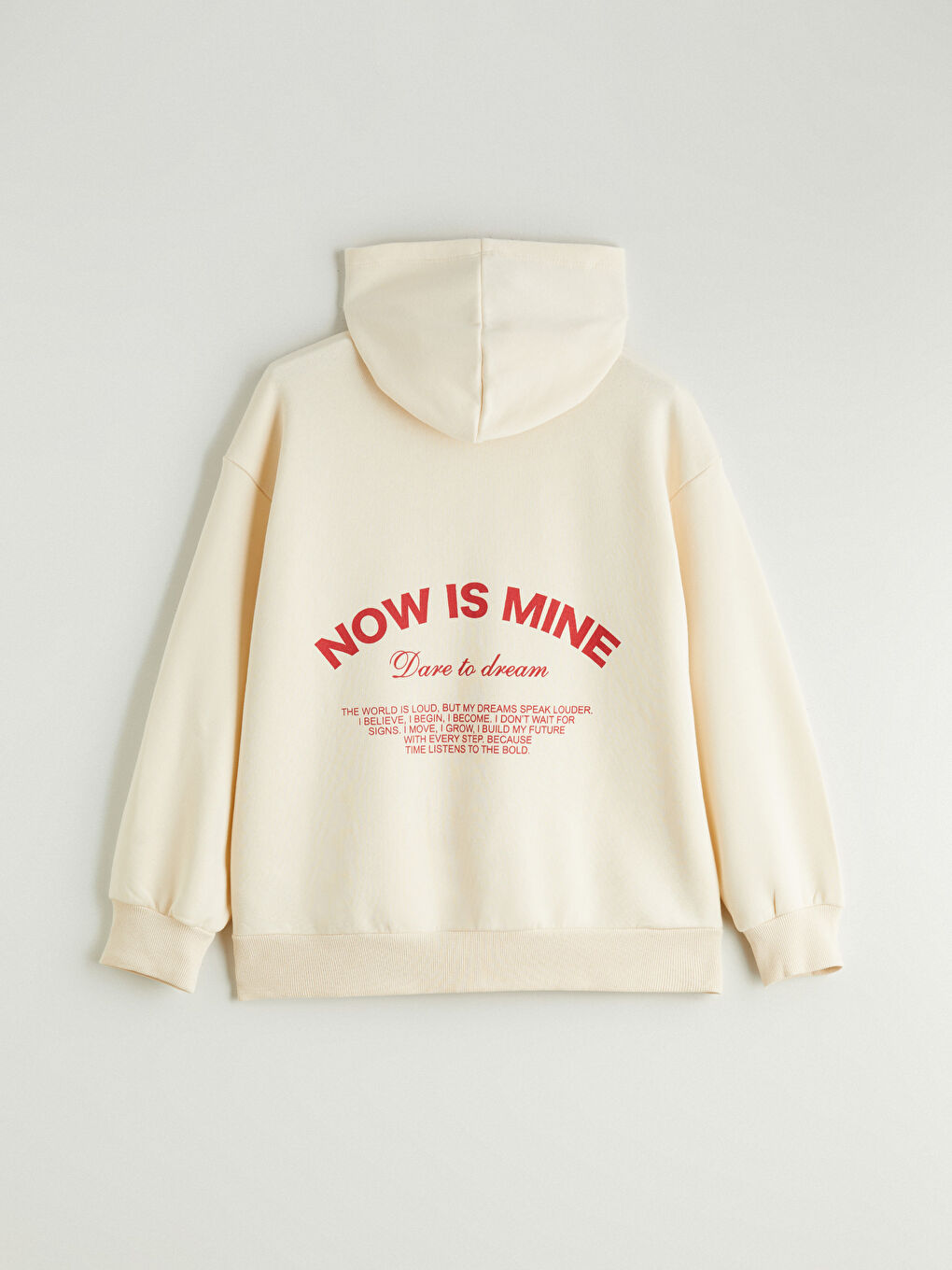 Bej Kapüşonlu Kız Çocuk Kalın Sweatshirt-4