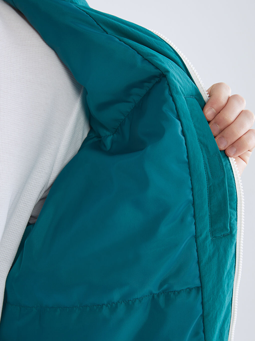 Yeşil Rahat Kalıp Dik Yaka Erkek Mont-3