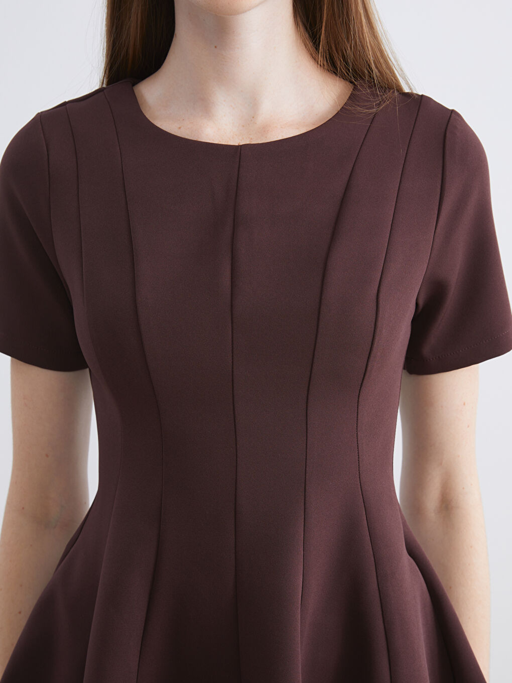 Crew Neck Peplum Mini Dress-2