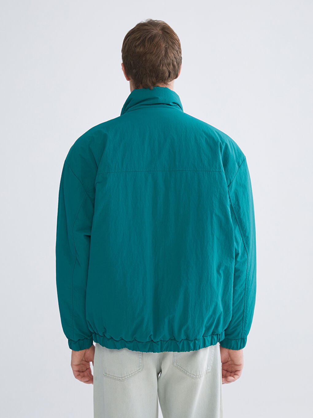 Relaxed Fit Funnel Neck Men's Coat-4