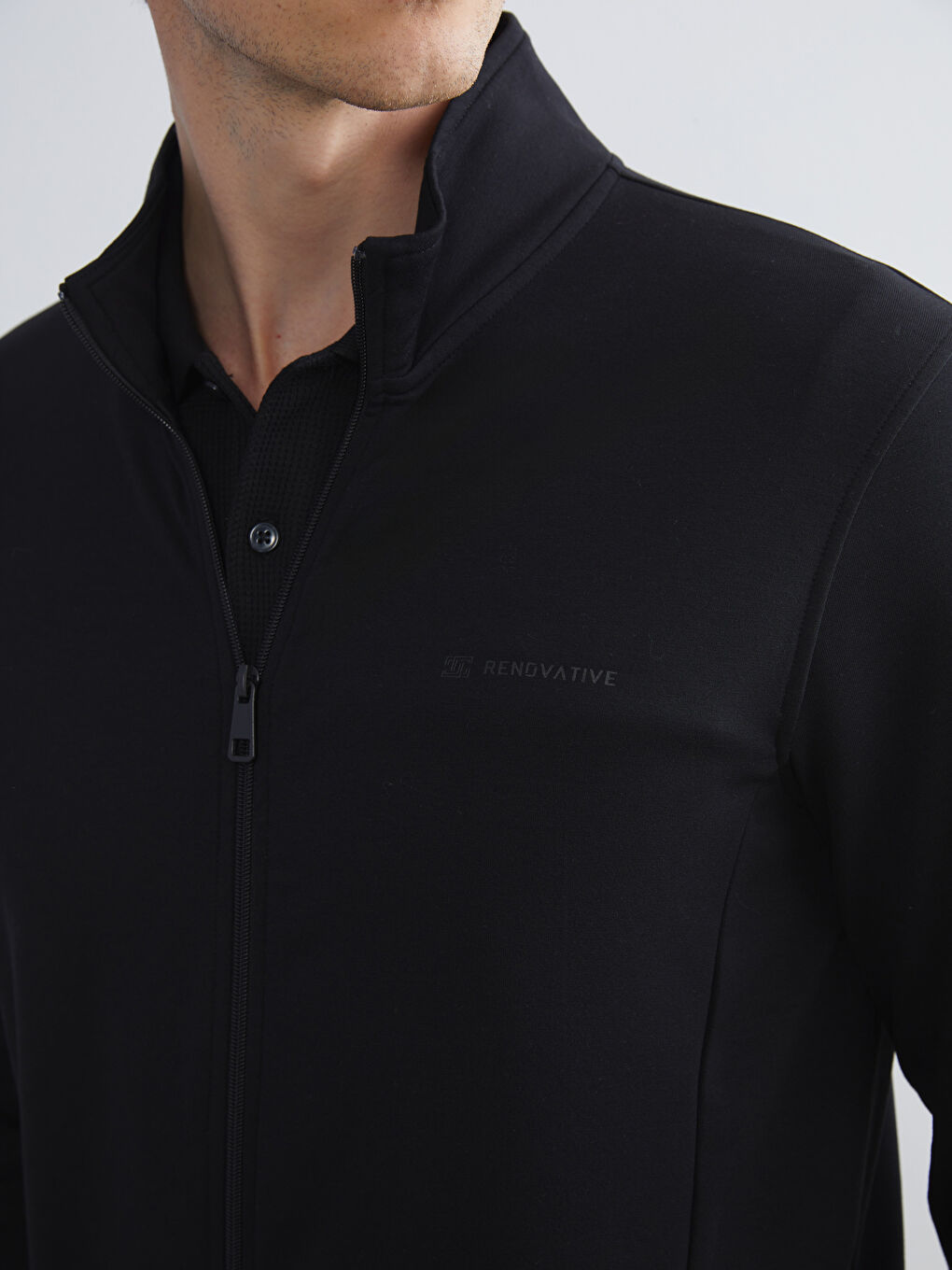 Man BLACK Zip-Up Sweatshirt-2