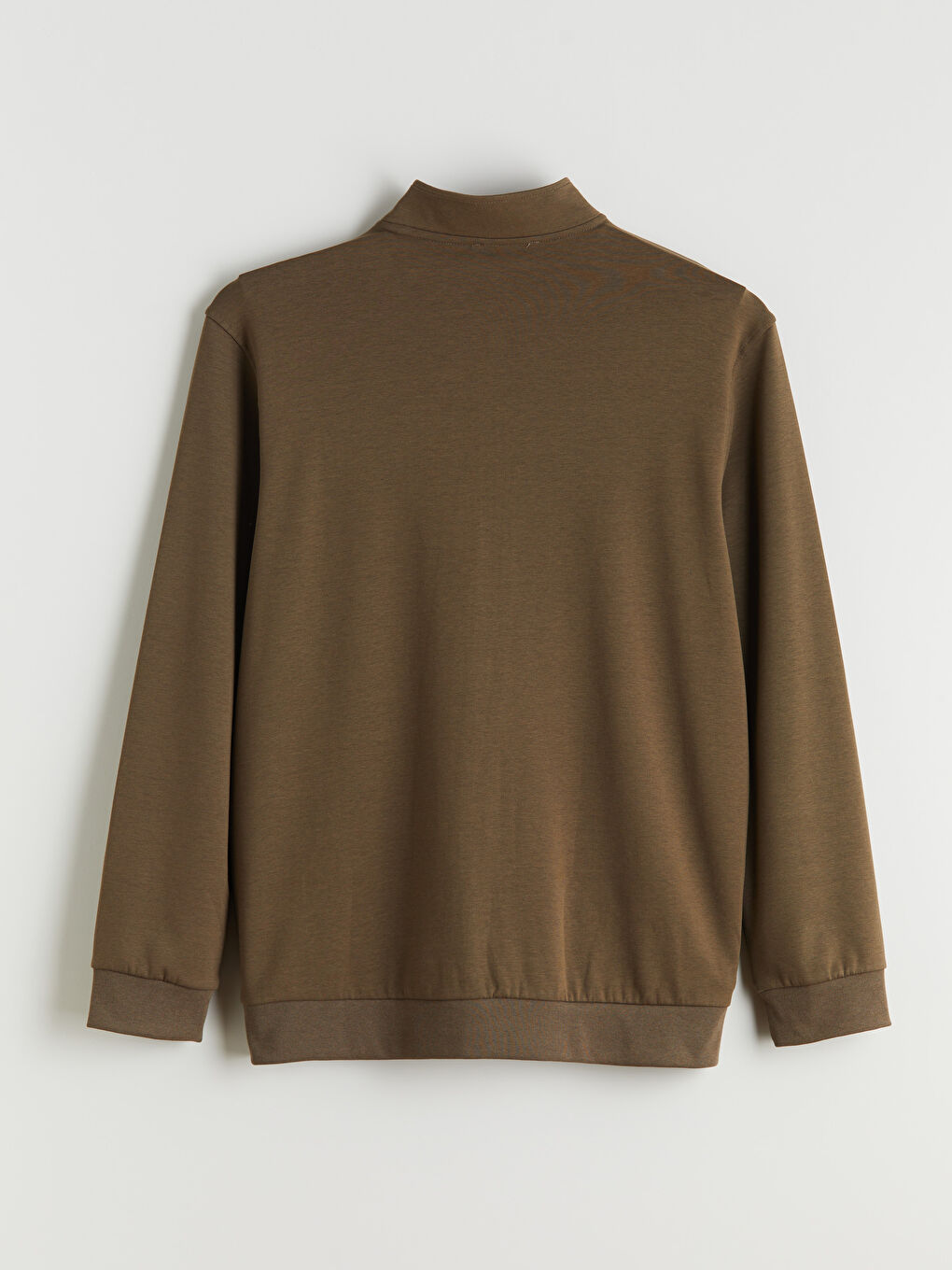 Haki Rahat Kalıp Dik Yaka Erkek Fermuarlı Sweatshirt-5