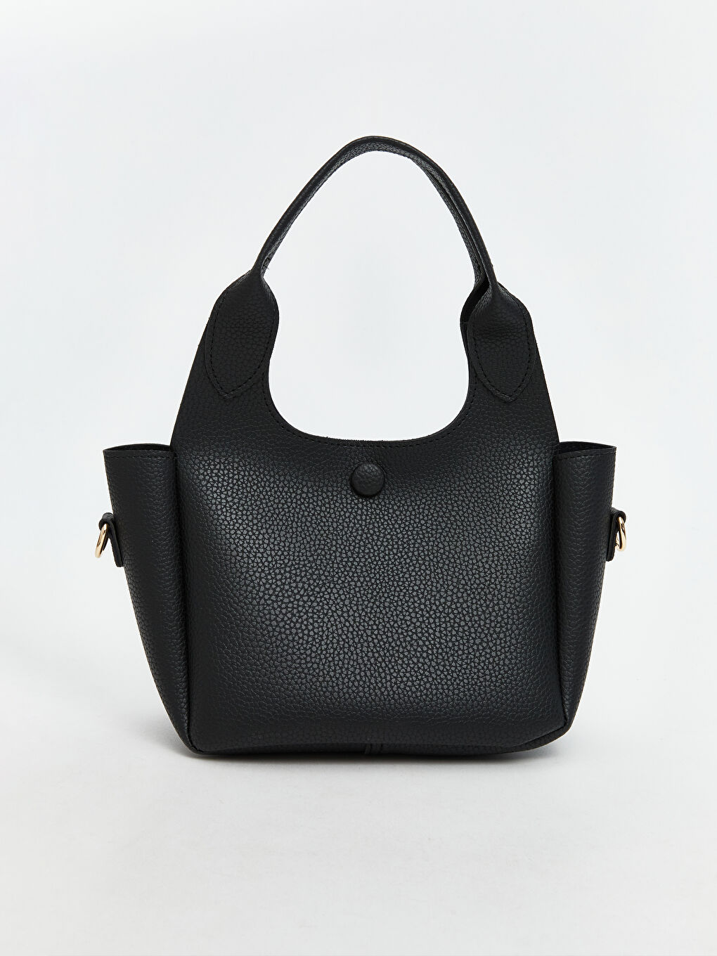 Siyah Deri Görünümlü Kadın El Çantası-1