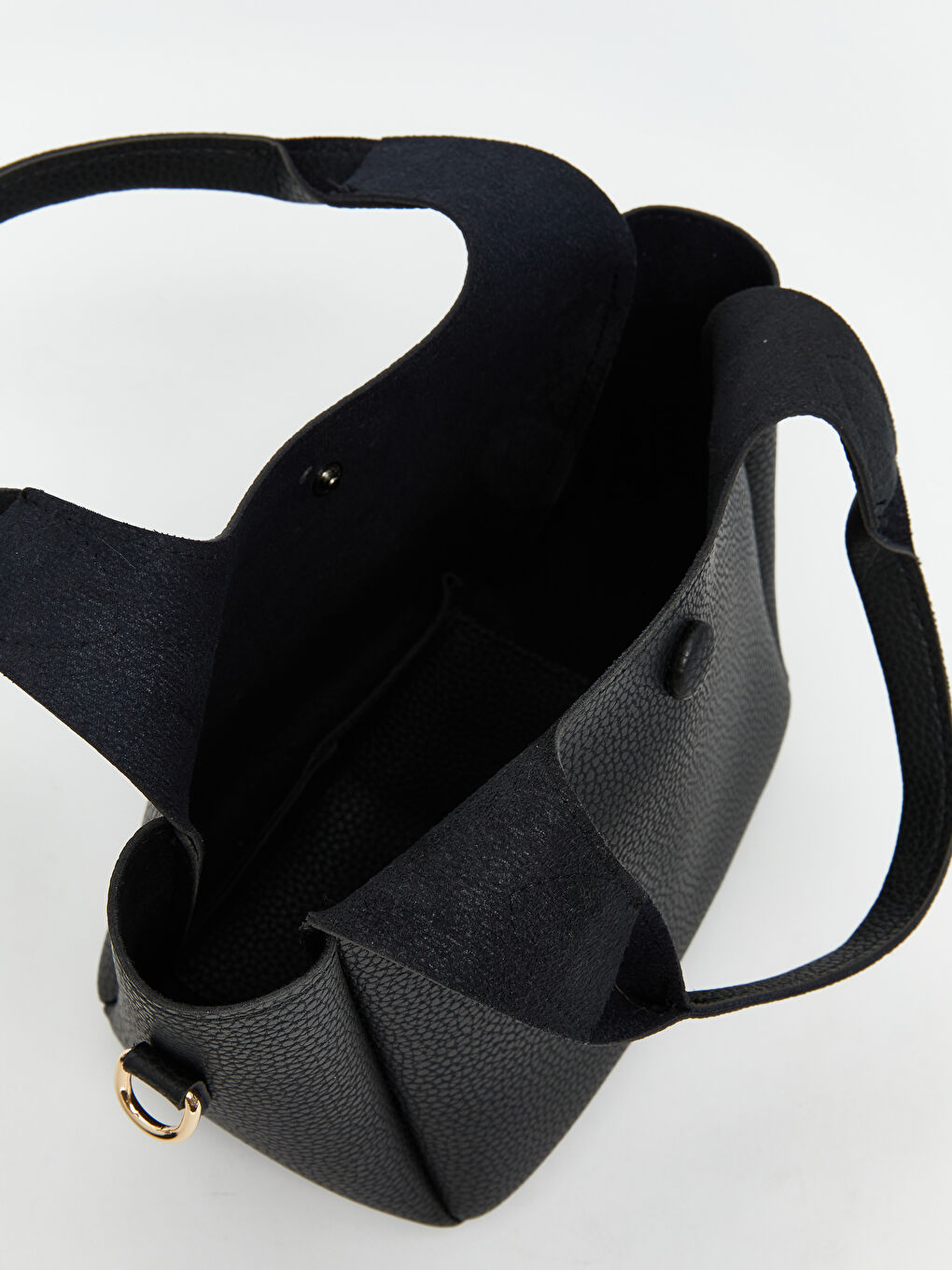 Siyah Deri Görünümlü Kadın El Çantası-4