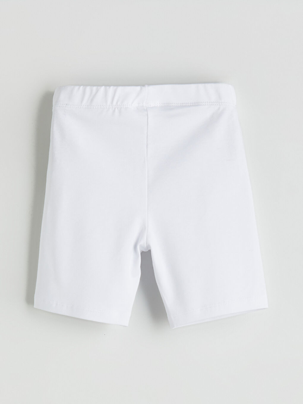 Beyaz Beli Lastikli Kız Çocuk Kısa Tayt-1