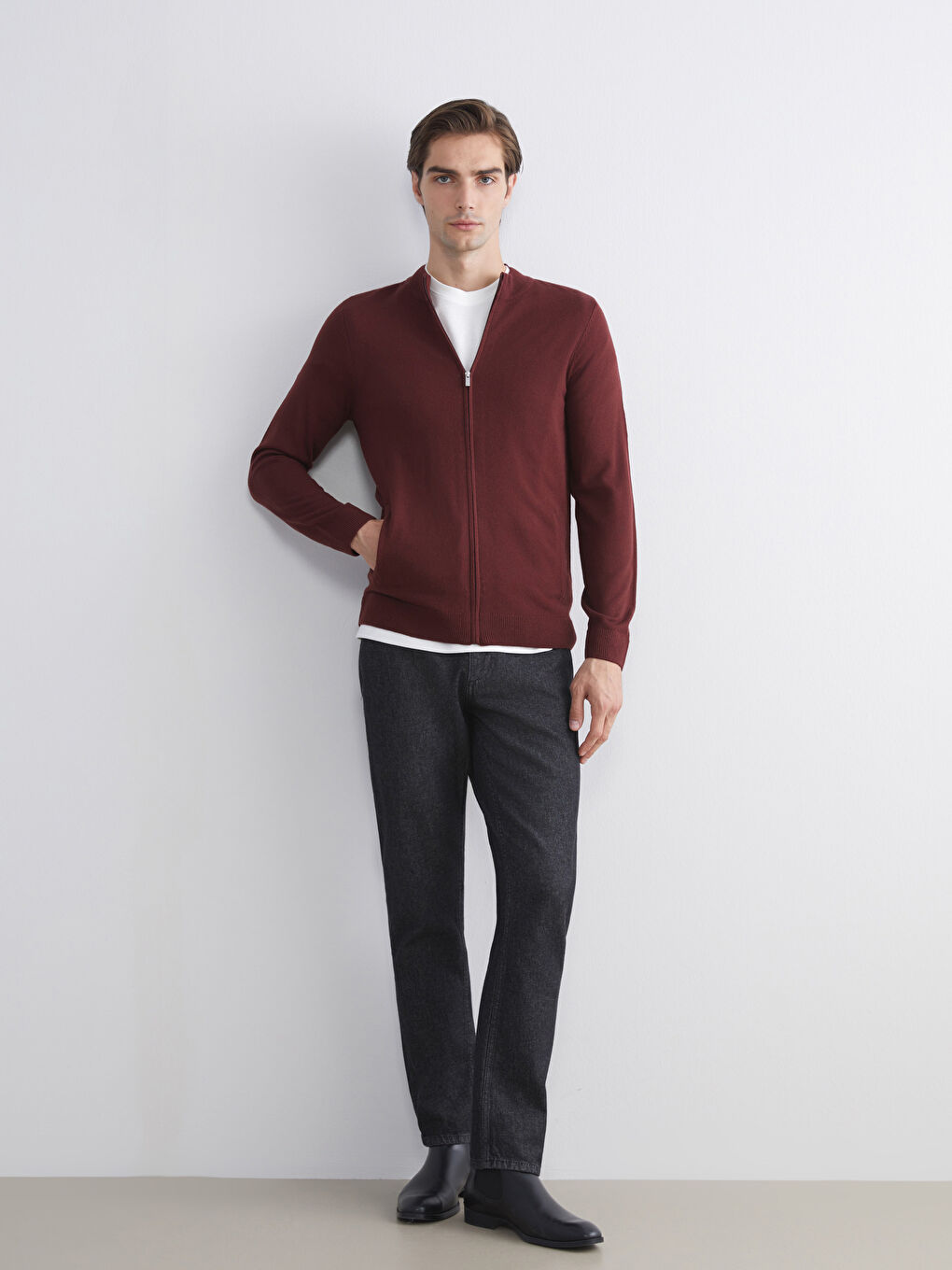 Man BORDEAUX Cardigan-1