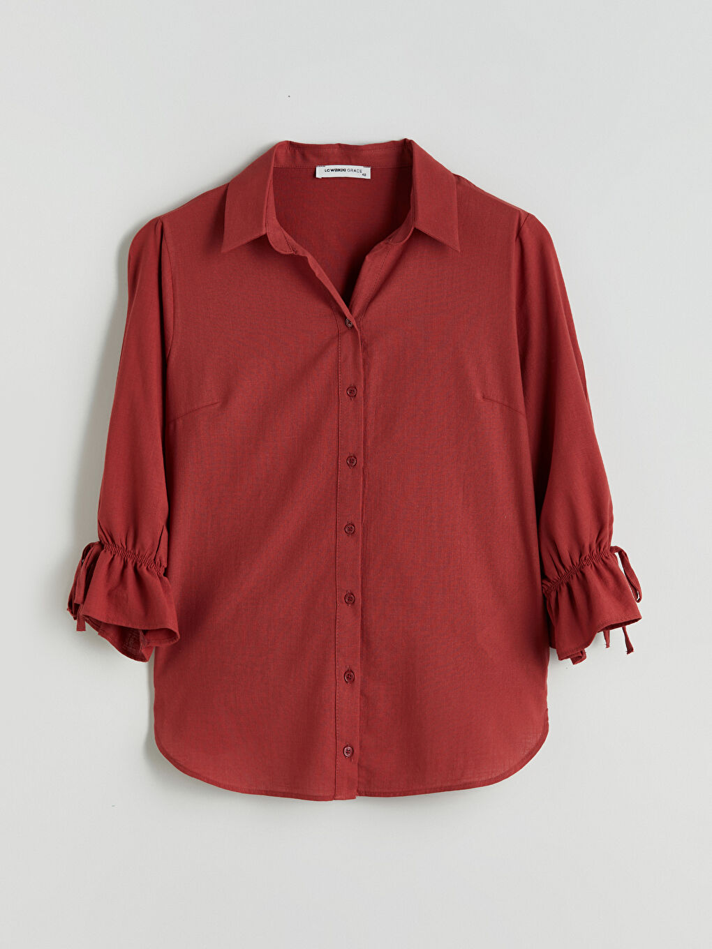 Kahverengi Regular Fit Fırfırlı Kadın Gömlek-8