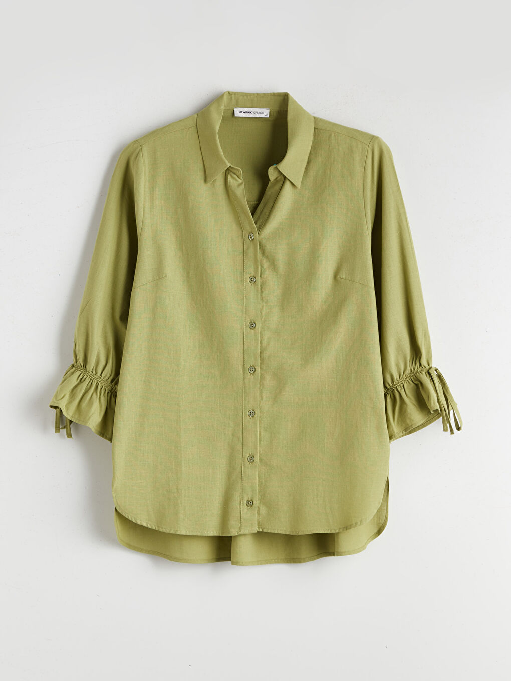 Yeşil Regular Fit Fırfırlı Kadın Gömlek-6