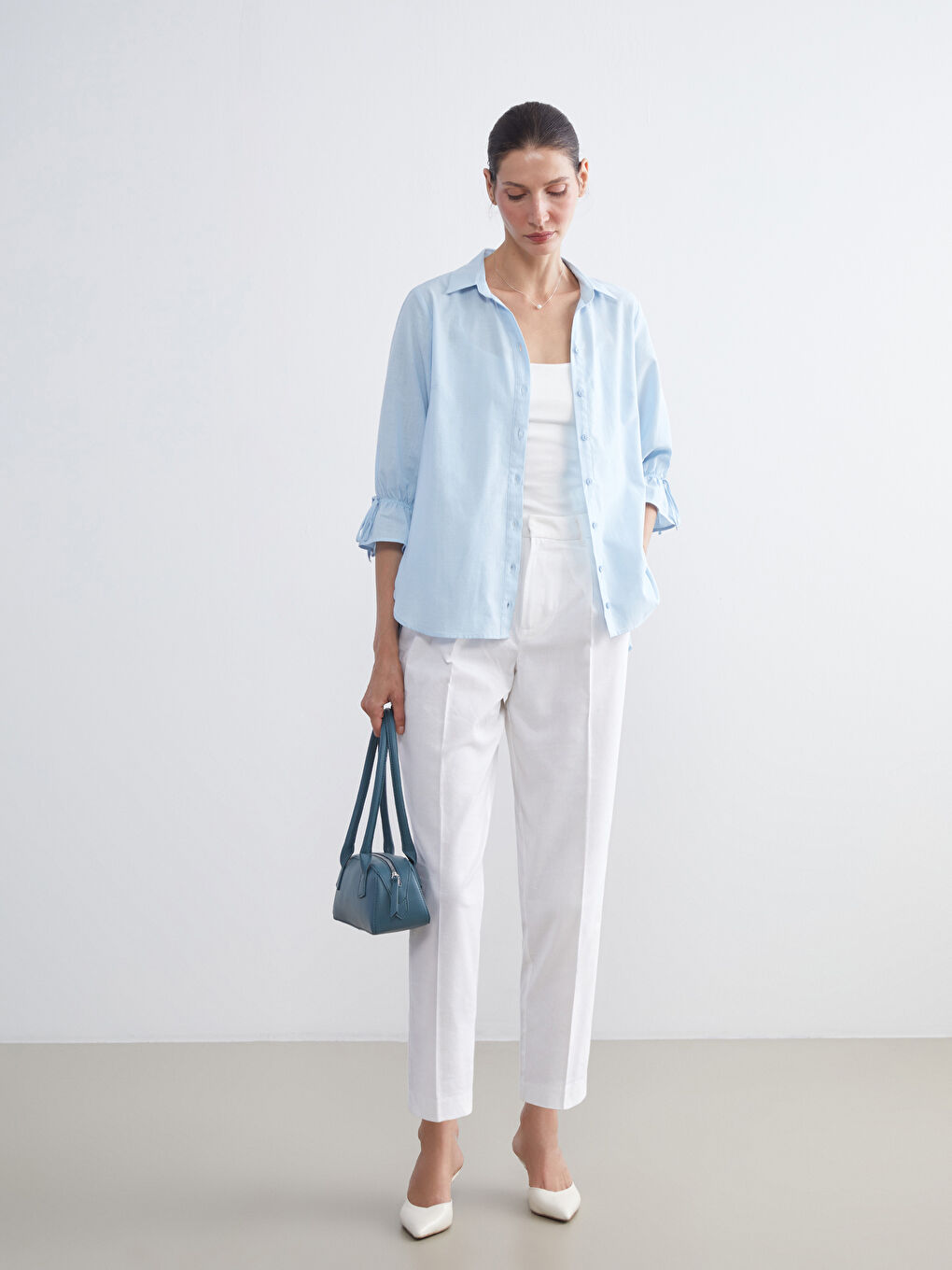 LCW Grace Regular Fit Ruffled Women's Shirt -W5JY08Z8-PPZ