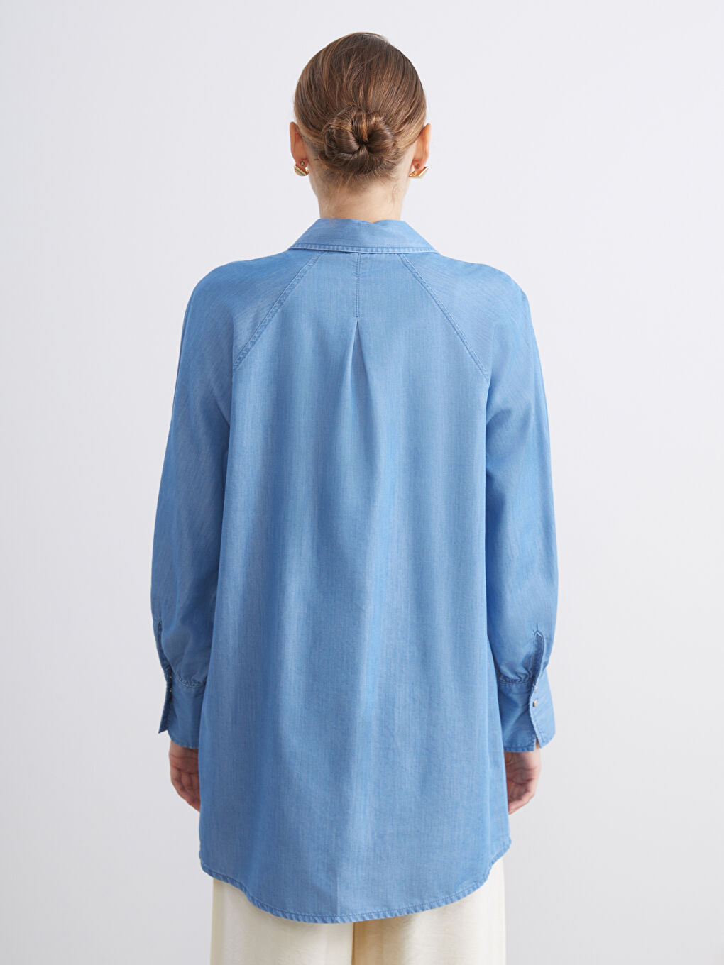 Туніка з відкладним коміром для жінок з деніму-4