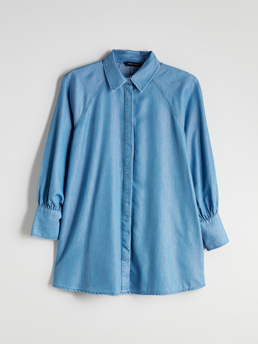 Туніка з відкладним коміром для жінок з деніму-7