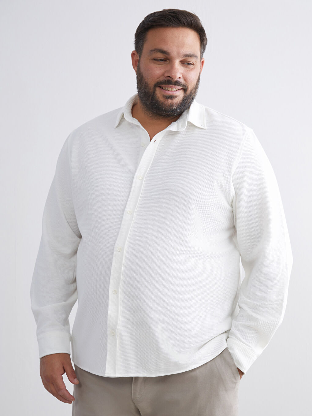 Large Size Slim Fit Long Sleeve Men's Shirt