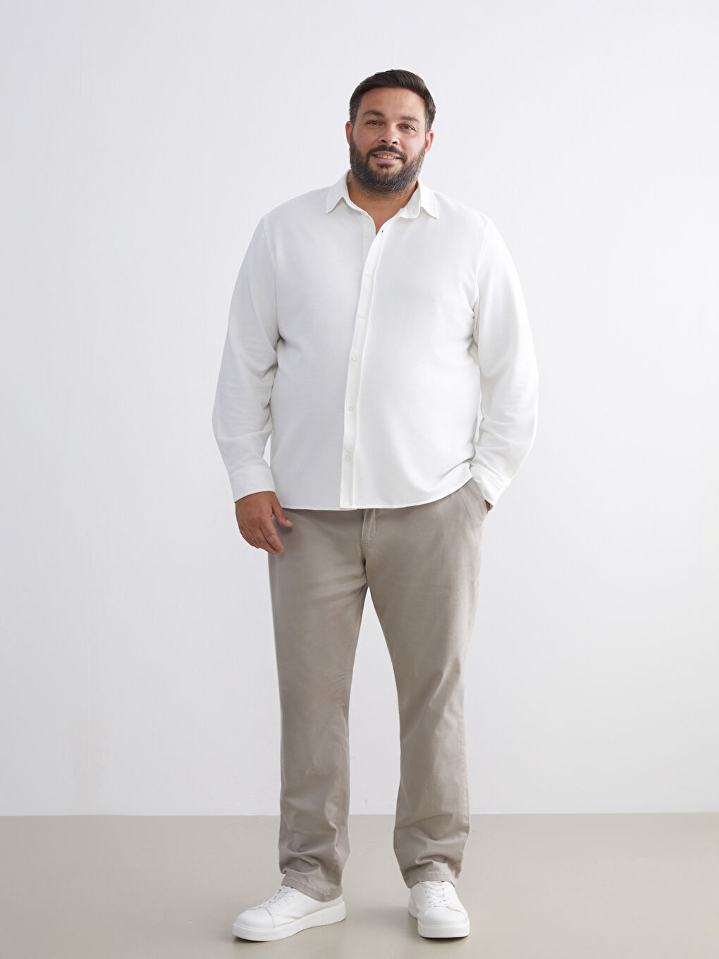 Large Size Slim Fit Long Sleeve Men's Shirt-1