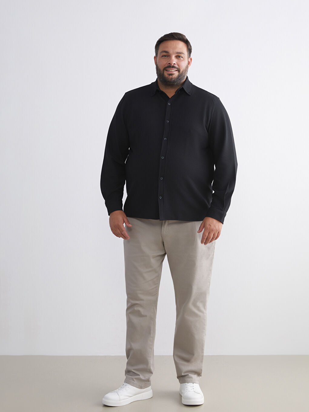 Large Size Slim Fit Long Sleeve Men's Shirt-2