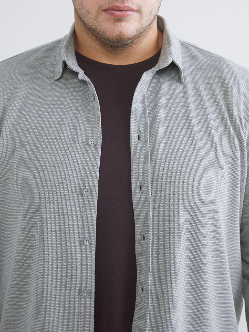 Large Size Slim Fit Long Sleeve Men's Shirt-2
