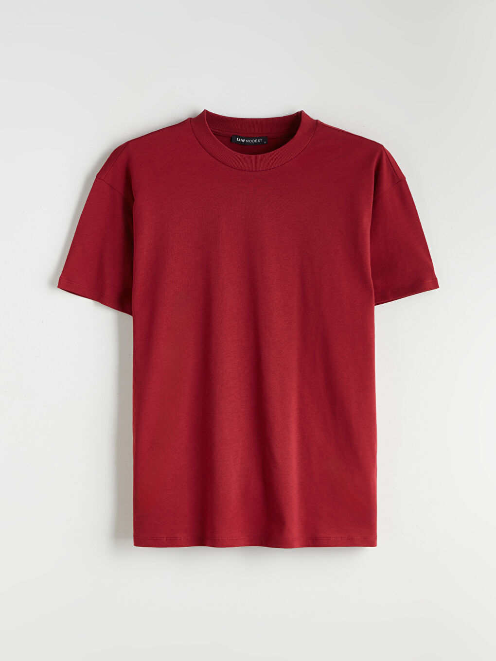 Kırmızı Dik Yaka Kadın Tişört-4