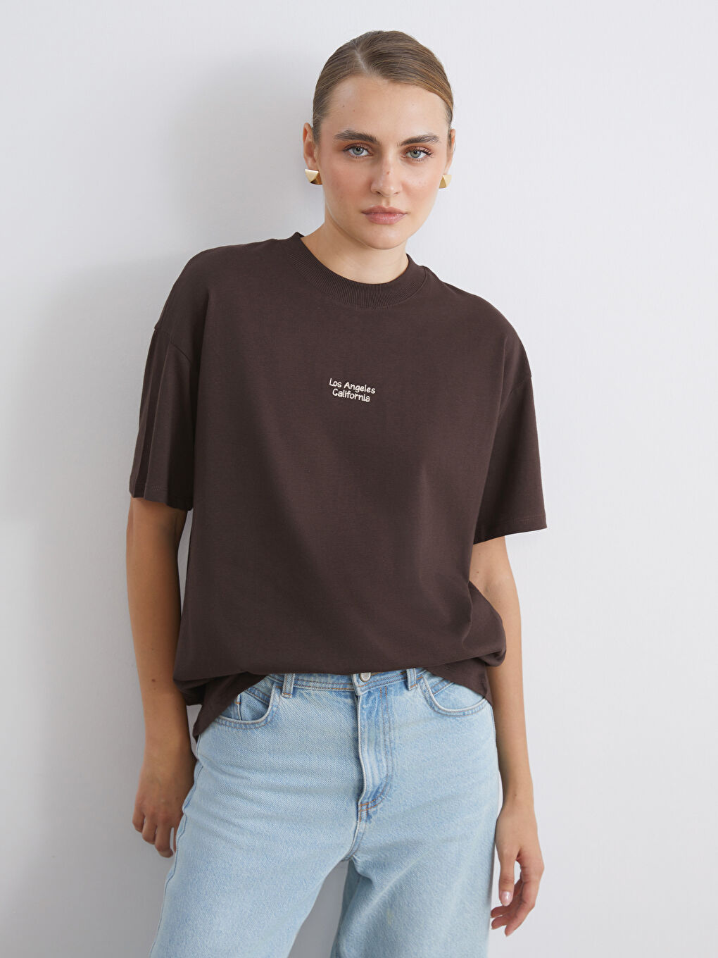 T-shirt Imprimé à Col Rond pour Femmes