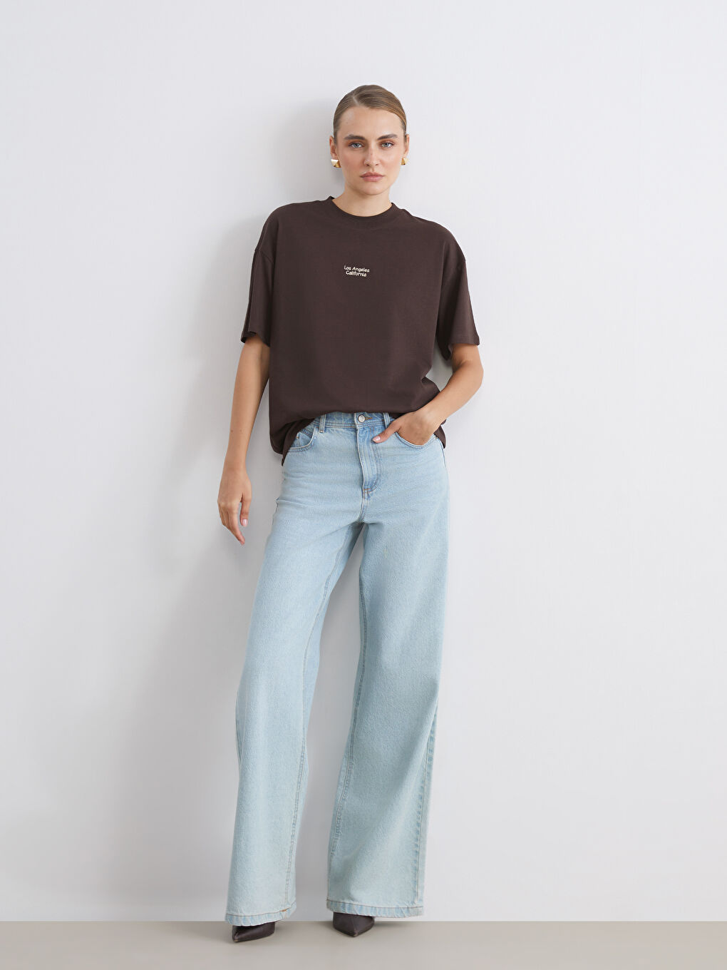 T-shirt Imprimé à Col Rond pour Femmes-1