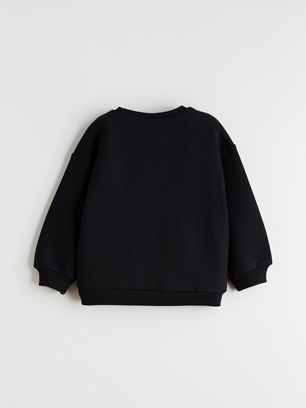 Siyah Fiyonk Baskılı Kız Çocuk Kalın Sweatshirt-1