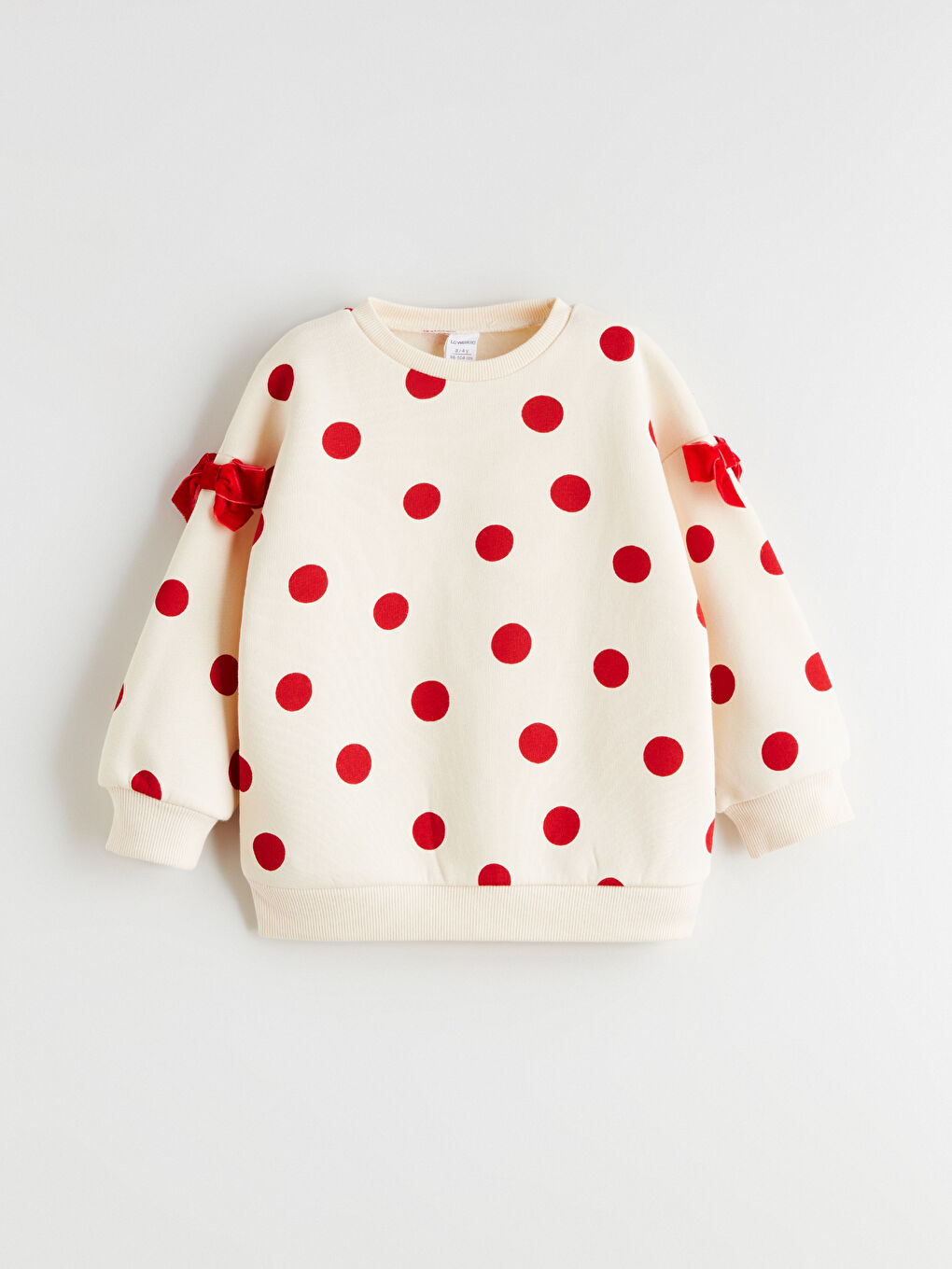 Ekru Bisiklet Yaka Kız Çocuk Kalın Sweatshirt