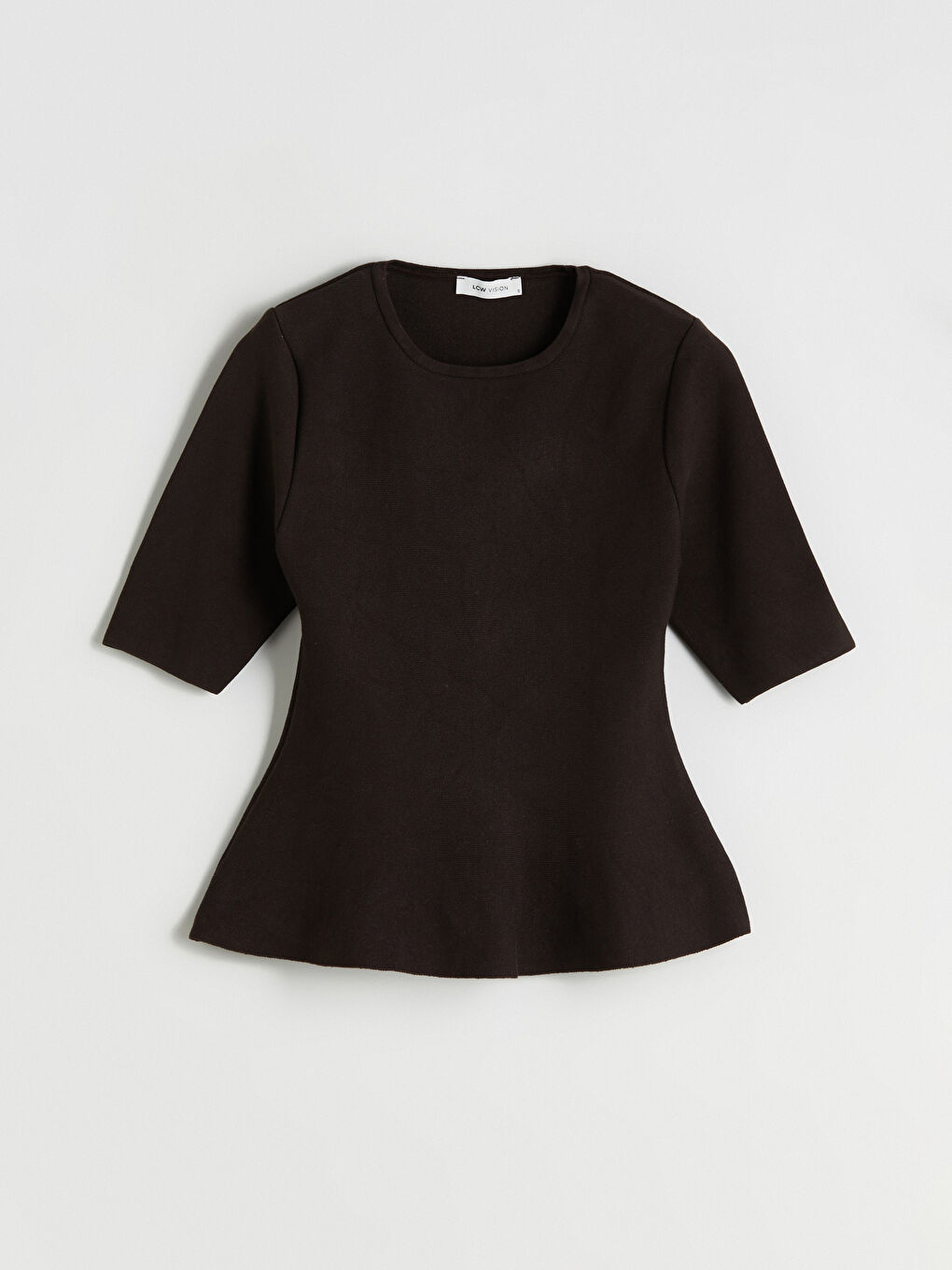 Kahverengi Bisiklet Yaka Peplum Kadın Triko Kazak-4