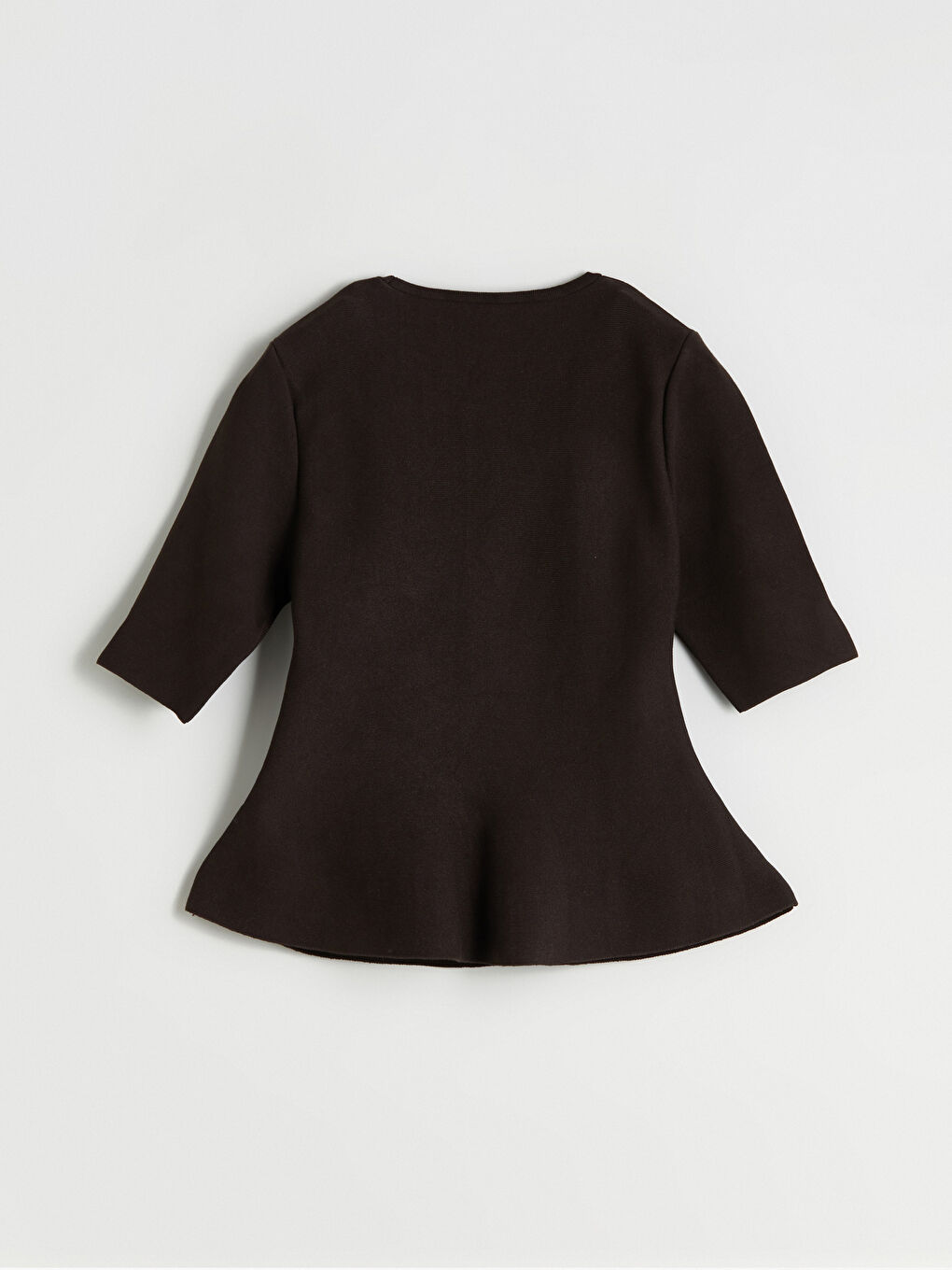 Kahverengi Bisiklet Yaka Peplum Kadın Triko Kazak-5