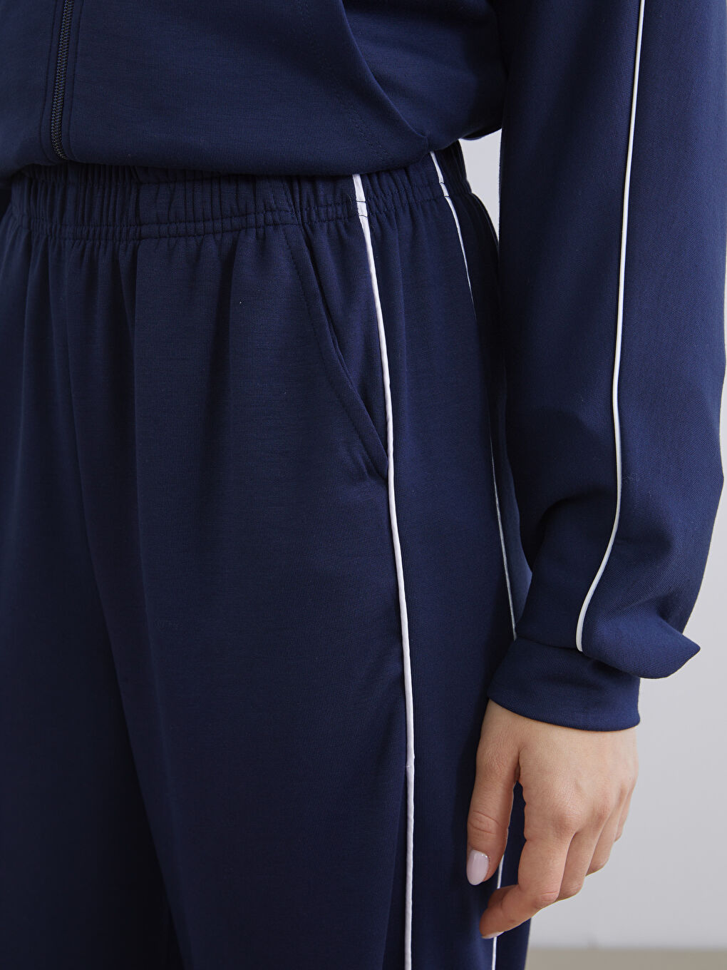 Lacivert Beli Lastikli Modal Karışımlı Kadın Spor Eşofman Altı-2