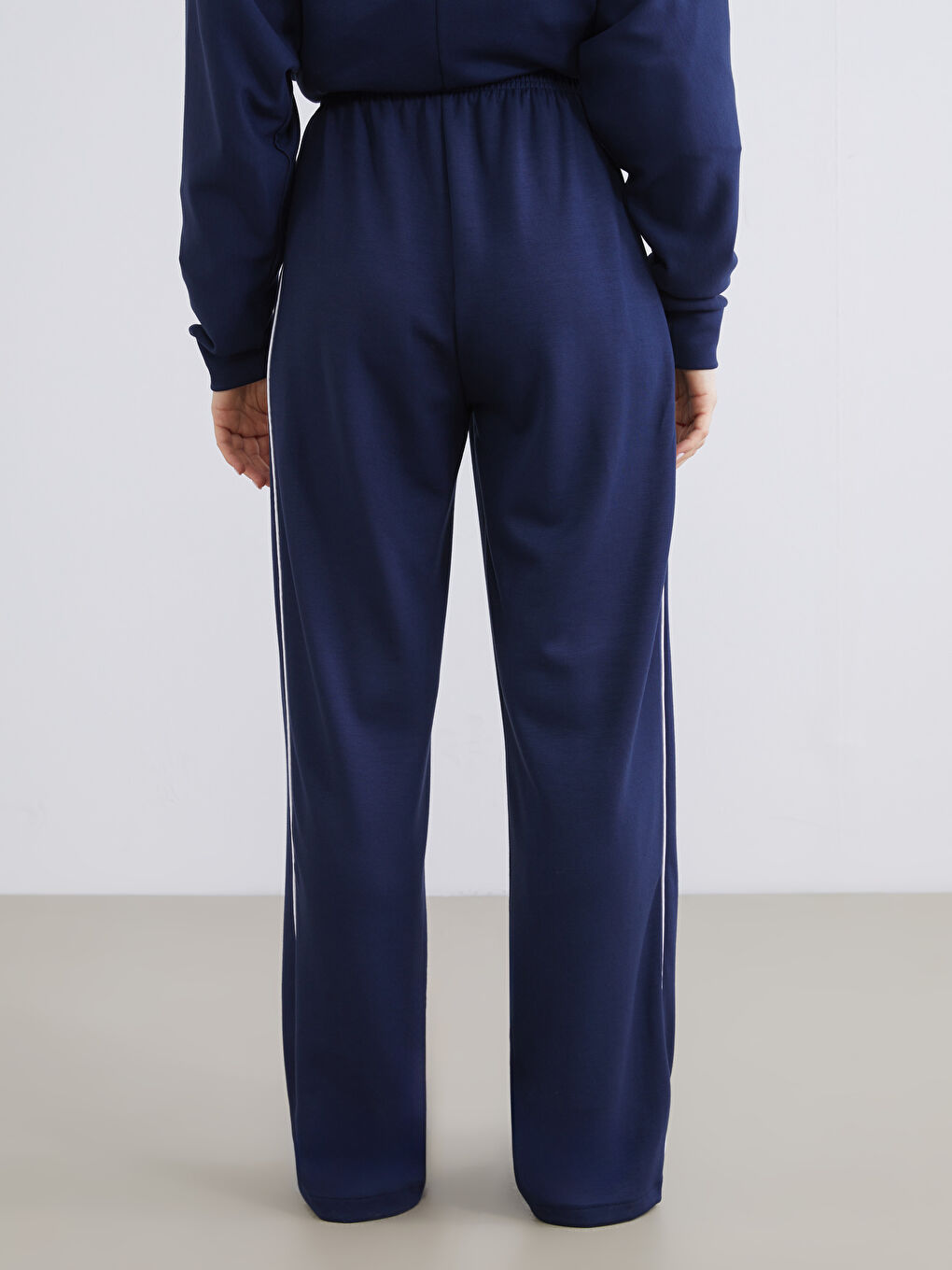 Lacivert Beli Lastikli Modal Karışımlı Kadın Spor Eşofman Altı-3