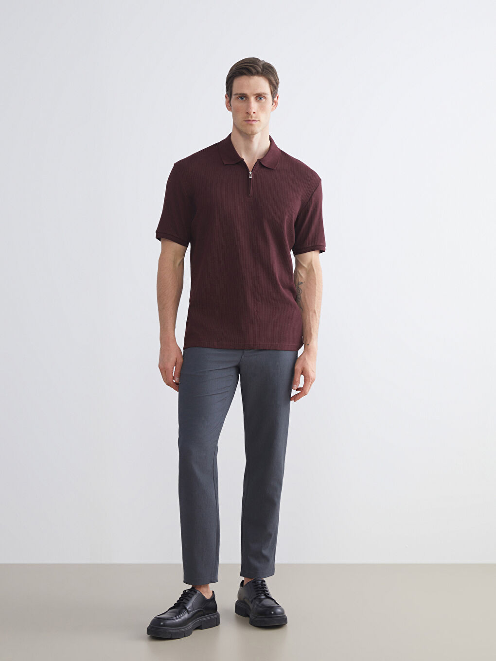 Antrasit Standart Kalıp Erkek Pantolon-1